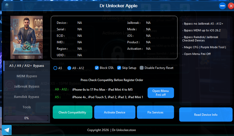Dr Unlocker Apple + Open Menu